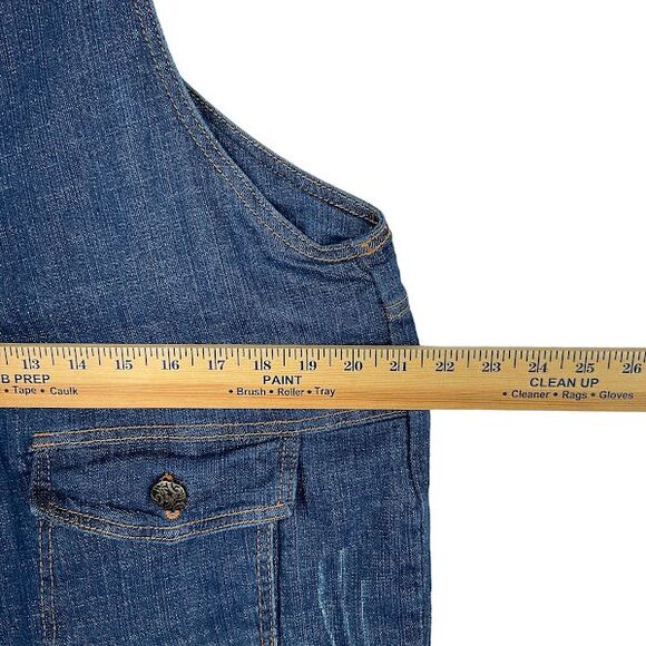 Monthorigin Womens Bib Overalls Distressed Denim dungarees Waist 43 in No Tag - Picture 9 of 14